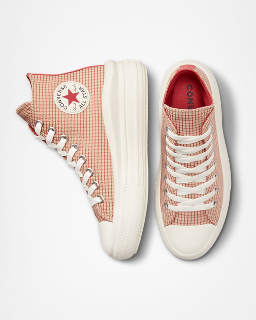 Zapatos Plataforma Converse Chuck Taylor All Star Move Checkered Altas Mujer Albaricoque | PE 78L4PW